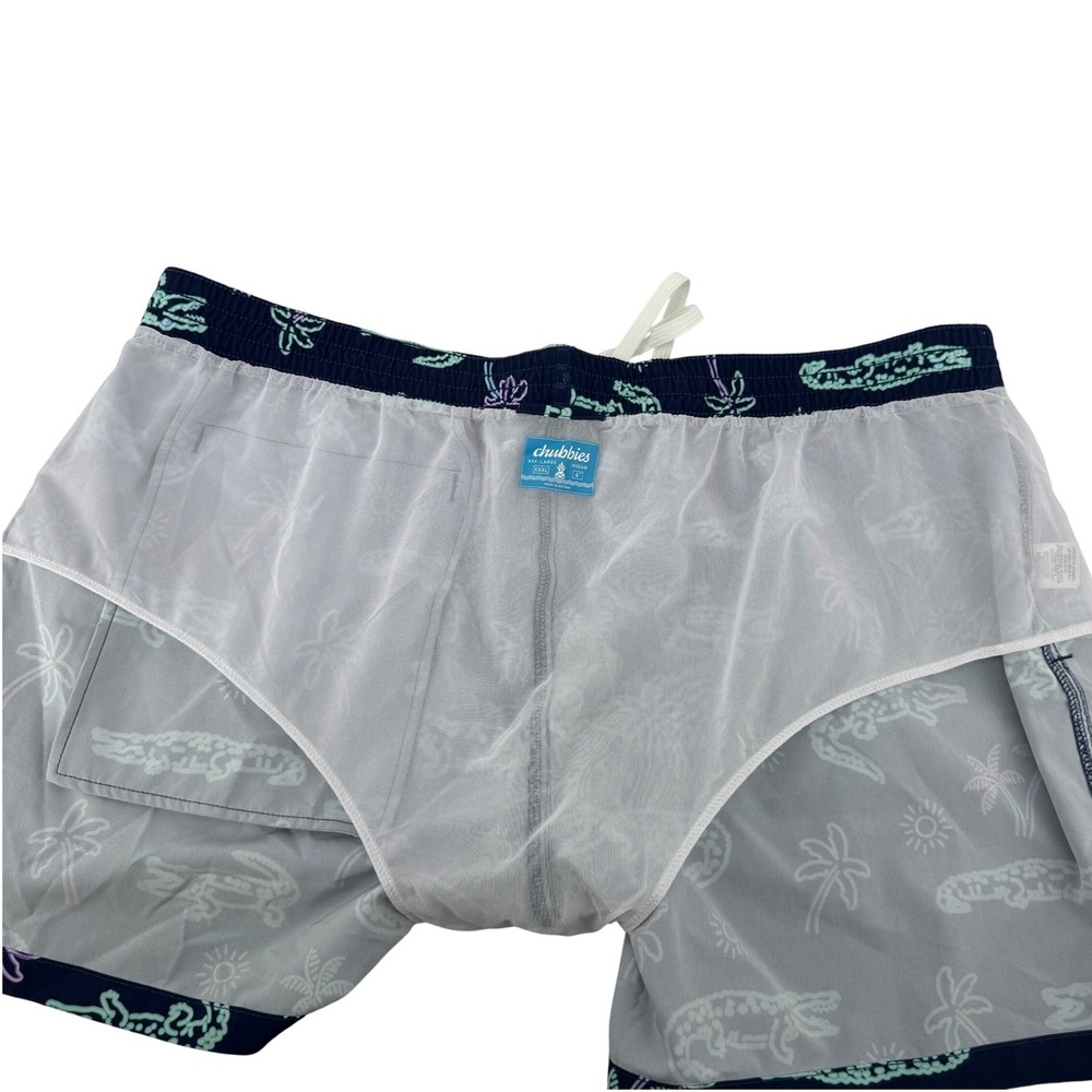 Chubbies Classic Swim Trunk 4" The Neon Glades Navy Men 3XL Alligator Brief Line - Picture 7 of 8